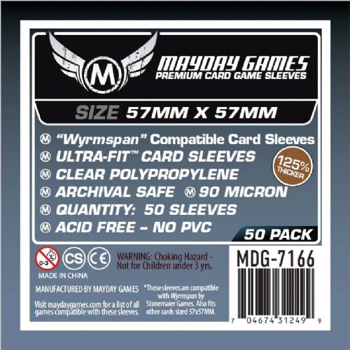 50 Mayday Games Premium Wyrmspan Compatible Card Sleeves (57x57mm) MDG7166